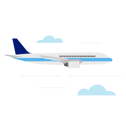 מטוס טס דרך העננים כדי לייצג מטופלים הטסים בזמן דיאליזה